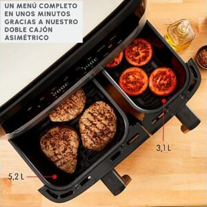 Freidora de aire Moulinex Dual Easy Fry & Grill EZ905D, 8.3 L, Inox