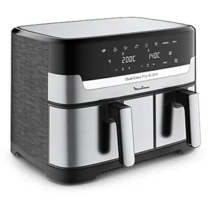 Freidora de aire Moulinex Dual Easy Fry & Grill EZ905D, 8.3 L, Inox