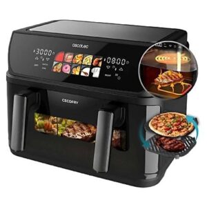 Freidora de aire Cecotec Cecofry&Grill Duoheat 10000, 10 L, 2800W, Negro
