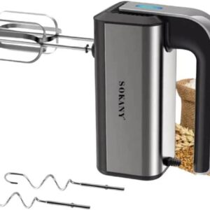 SOKANY 800 W Mixer de mână din oțel inoxidabil Kneader Hand Mixer 5 Viteze cu Buton de Ieșire Mână Stirrer cu 2 Cârlige de aluat și 2 Whisks (CX-6651)