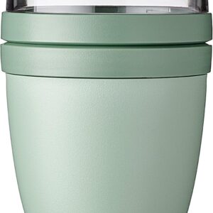 Mepal - Lunchpot Ellipse - Practical yoghurt cup & cereal cup - Subdivision for yoghurt & muesli - Suitable for freezer microwave & dishwasher - 500 ml 200 ml - Nordic Sage